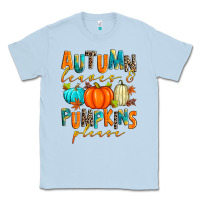 Dusty Blue autumn leaves and pumpkins please Classic Tee - Zillion Design Studio