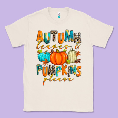 Autumn Leaves And Pumpkins Please Classic Tee Designed By Zillion Design Studio