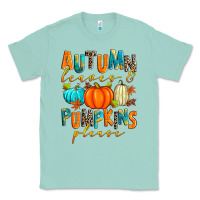 Seafoam autumn leaves and pumpkins please Classic Tee - Zillion Design Studio