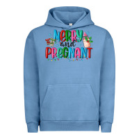 Pigment Pebble Blue merry and pregnant Urban Hoodie - MaliasSmallBusiness