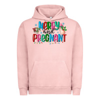Pigment Salmon merry and pregnant Urban Hoodie - MaliasSmallBusiness