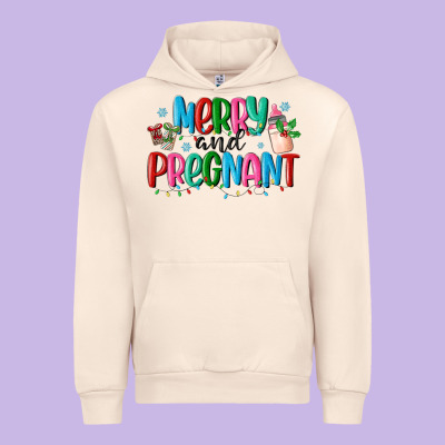 Merry And Pregnant Urban Hoodie Designed By Maliassmallbusiness