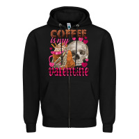 Black coffee is my valentine skull Zipper Hoodie - FaDigitalArtStudio