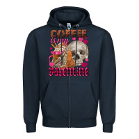 Navy coffee is my valentine skull Zipper Hoodie - FaDigitalArtStudio