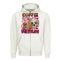 Oatmeal Heather coffee is my valentine skull Zipper Hoodie - FaDigitalArtStudio