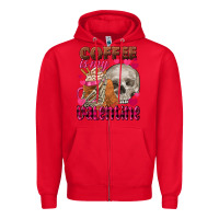 Red coffee is my valentine skull Zipper Hoodie - FaDigitalArtStudio
