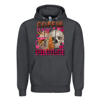 Smoke coffee is my valentine skull Zipper Hoodie - FaDigitalArtStudio