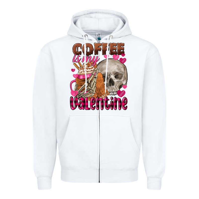 Coffee Is My Valentine Skull Zipper Hoodie by FaDigitalArtStudio | Teevron
