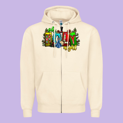 Oh Holy Night Zipper Hoodie Designed By Cowhidedigitalart