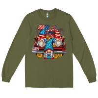 Army Green 4th of july gnomes farm truck Long Sleeve Tee - Zillion Design Studio