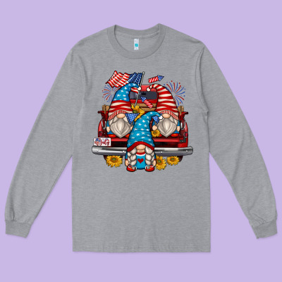 4th Of July Gnomes Farm Truck Long Sleeve Tee Designed By Zillion Design Studio