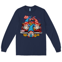 Navy 4th of july gnomes farm truck Long Sleeve Tee - Zillion Design Studio