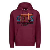 Burgundy god is still waiting your story Premium Hoodie - MaliasSmallBusiness