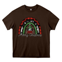 Chocolate Brown Merry Christmas rainbow Heavy Core Tee - CowhideDigitalArt