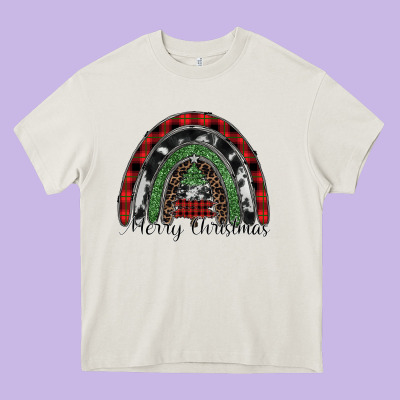 Merry Christmas Rainbow Heavy Core Tee Designed By Cowhidedigitalart