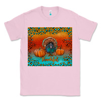 Bubblegum Pink thankful with turkey and pumpkins Classic Tee - RanaPortraitStore