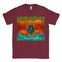 Burgundy thankful with turkey and pumpkins Classic Tee - RanaPortraitStore