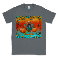 Charcoal Heather thankful with turkey and pumpkins Classic Tee - RanaPortraitStore