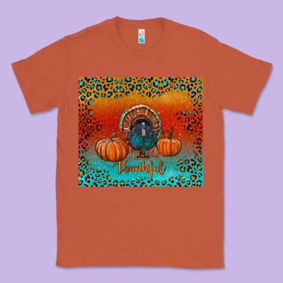 Thankful With Turkey And Pumpkins Classic Tee Designed By Ranaportraitstore
