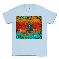 Dusty Blue thankful with turkey and pumpkins Classic Tee - RanaPortraitStore