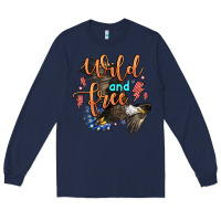 Navy wild and free Long Sleeve Tee - Zillion Design Studio