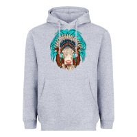 Heather Grey hereford indian headdress Heavyweight Hoodie - JahusDesignShop