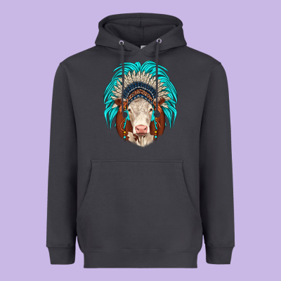 Hereford Indian Headdress Heavyweight Hoodie Designed By Jahusdesignshop