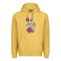 Antique Gold pink gemstone peace skeleton hand Premium Hoodie - MaliasSmallBusiness