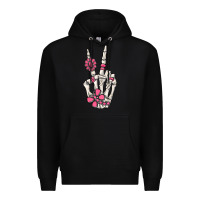 Black pink gemstone peace skeleton hand Premium Hoodie - MaliasSmallBusiness