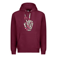 Burgundy pink gemstone peace skeleton hand Premium Hoodie - MaliasSmallBusiness