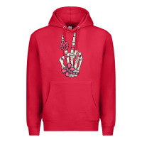 Cardinal pink gemstone peace skeleton hand Premium Hoodie - MaliasSmallBusiness