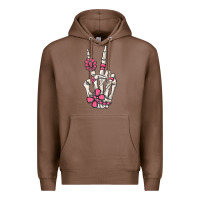 Chestnut pink gemstone peace skeleton hand Premium Hoodie - MaliasSmallBusiness