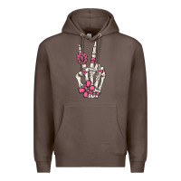 Coffee pink gemstone peace skeleton hand Premium Hoodie - MaliasSmallBusiness