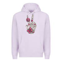 Lilac pink gemstone peace skeleton hand Premium Hoodie - MaliasSmallBusiness