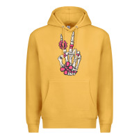 Mustard pink gemstone peace skeleton hand Premium Hoodie - MaliasSmallBusiness
