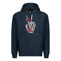 Navy pink gemstone peace skeleton hand Premium Hoodie - MaliasSmallBusiness