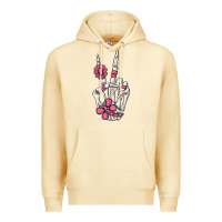 Pina Colada pink gemstone peace skeleton hand Premium Hoodie - MaliasSmallBusiness