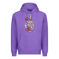Purple pink gemstone peace skeleton hand Premium Hoodie - MaliasSmallBusiness