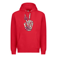 Red pink gemstone peace skeleton hand Premium Hoodie - MaliasSmallBusiness
