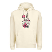 Sandshell pink gemstone peace skeleton hand Premium Hoodie - MaliasSmallBusiness