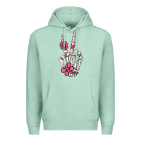 Seafoam pink gemstone peace skeleton hand Premium Hoodie - MaliasSmallBusiness