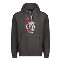 Smoke pink gemstone peace skeleton hand Premium Hoodie - MaliasSmallBusiness