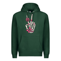 Sports Green pink gemstone peace skeleton hand Premium Hoodie - MaliasSmallBusiness