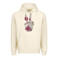 Tofu pink gemstone peace skeleton hand Premium Hoodie - MaliasSmallBusiness
