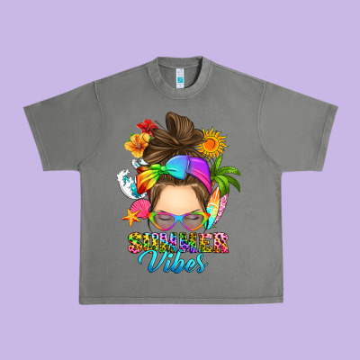 Messy Bun Summer Vibes Urban Heavy Tee Designed By Ranaportraitstore