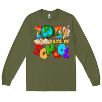 Army Green 100 days of school Long Sleeve Tee - texasbilliewilder