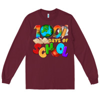 Burgundy 100 days of school Long Sleeve Tee - texasbilliewilder