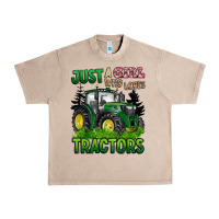 French Oak just a girl who loves tractors Urban Heavy Tee - BarkalooDesign