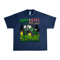 Navy just a girl who loves tractors Urban Heavy Tee - BarkalooDesign