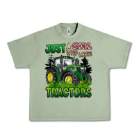 Oil Green just a girl who loves tractors Urban Heavy Tee - BarkalooDesign